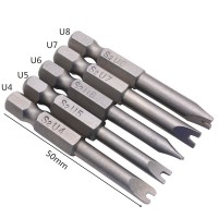 5Pcs Set Security Bit Set Tamper Proof Screwdriver Drill Bit Screw Driver Bits Hex Shank Magnetic U Shaped 1/4" Driver Bits Hand